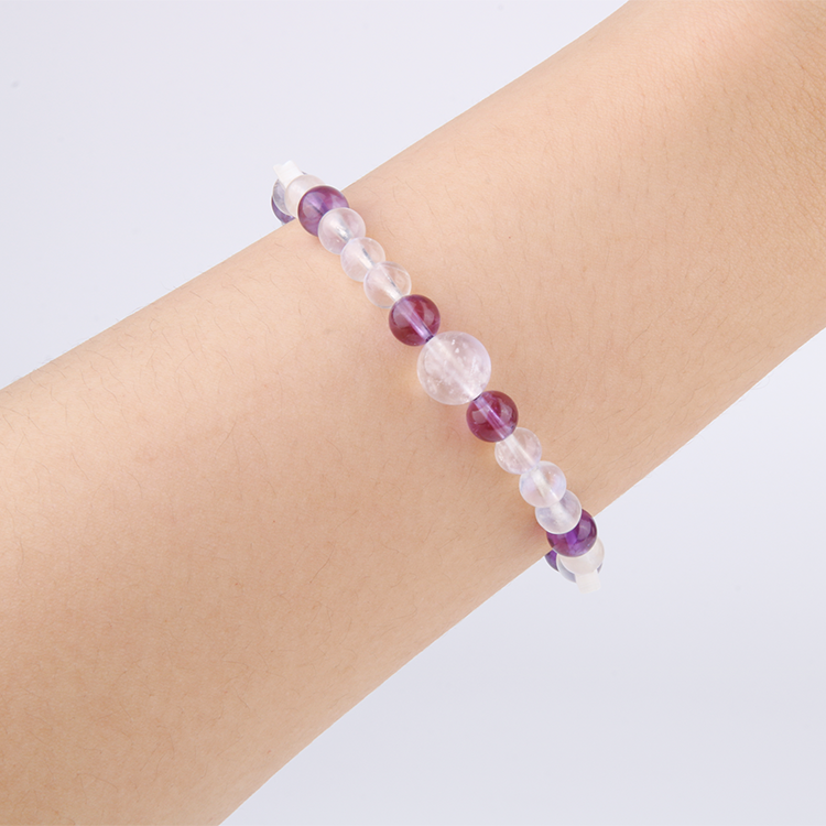 blue moonstone with uruguay amethyst and star shape mother of pearl bracelet