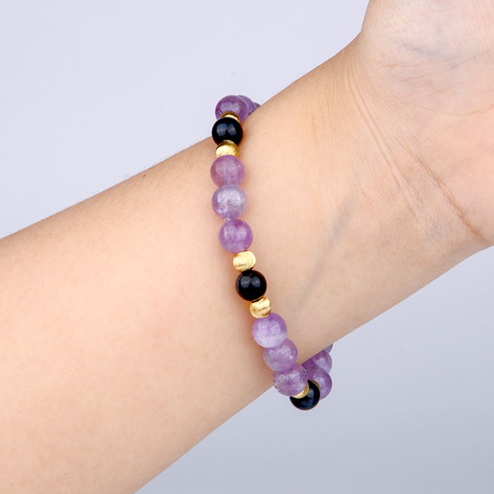 blue tiger eye with amethyst and 18k gold threaded cats eye bead bracelet for women crystal jewelry gift jewelry