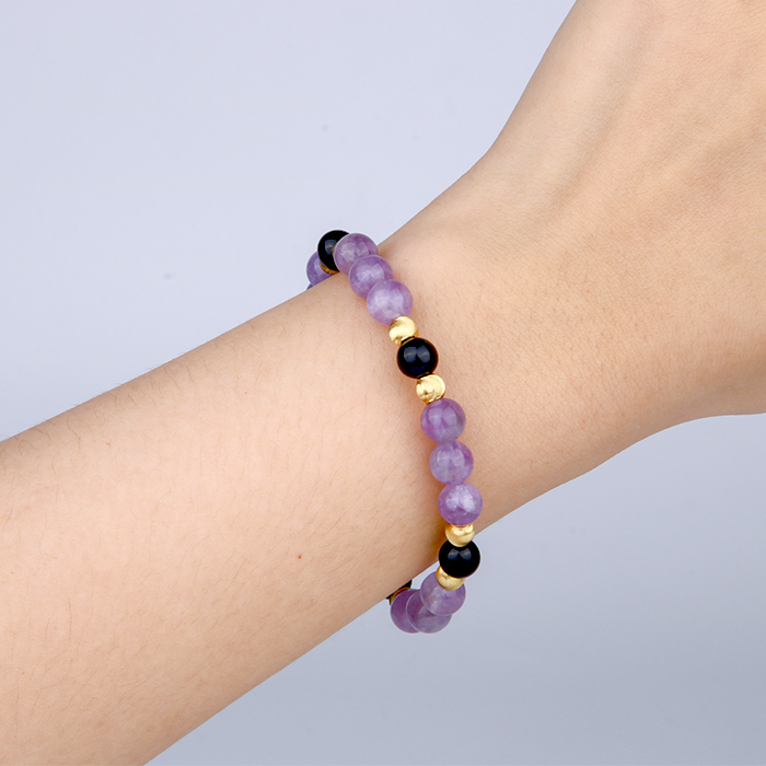 blue tiger eye with amethyst and 18k gold threaded cats eye bead bracelet for women crystal jewelry gift jewelry