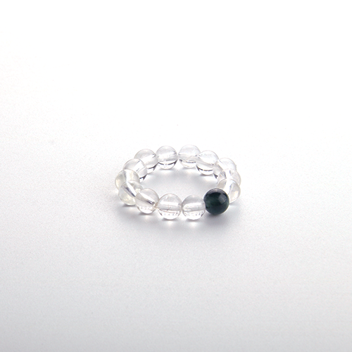 Blue Tourmaline & Clear Quartz Beaded Ring