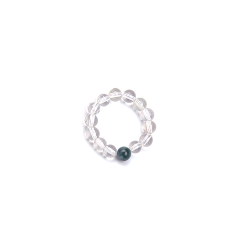Blue Tourmaline & Clear Quartz Beaded Ring