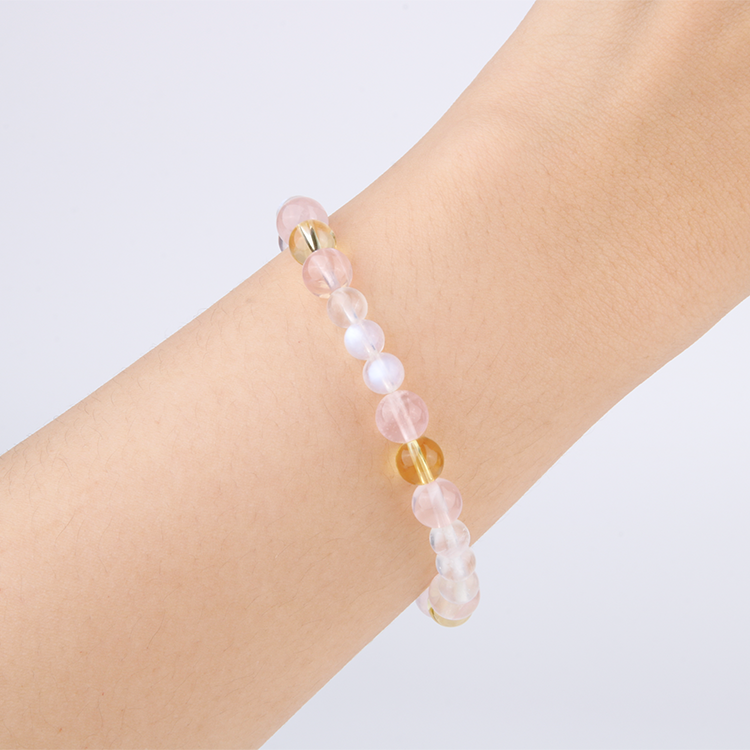 citrine with blue moonstone and starlight rose quartz bracelet for women gift for best friend