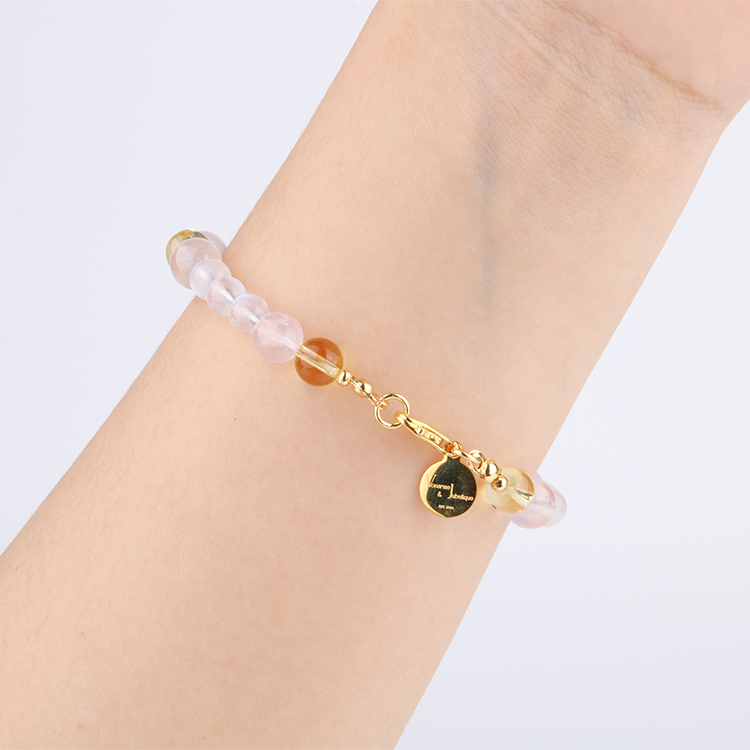 citrine with blue moonstone and starlight rose quartz bracelet for women gift for best friend