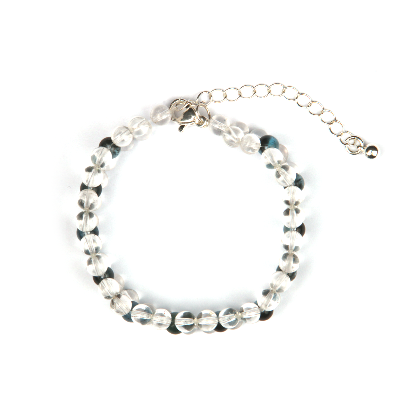 clear quartz with aquamarine crystal beaded bracelet elegance minimalist crystal jewelry gift for her