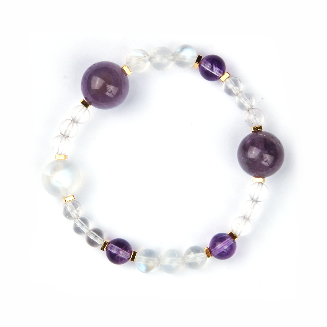 amethyst and clear quartz crystal bracelet collection for anxiety relieve crystal jewelry