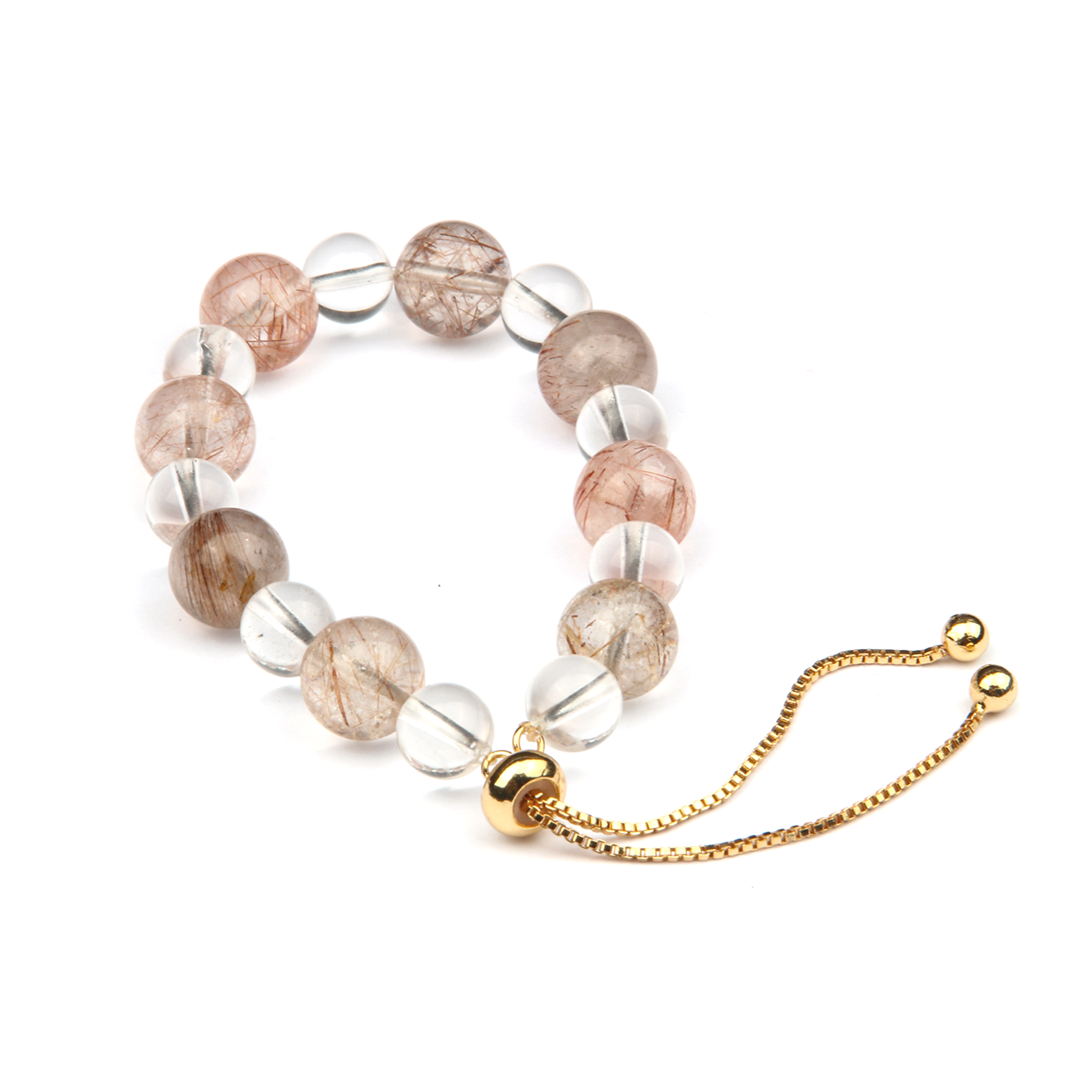 clear quartz and rutilated quartz crystal bracelet for aundance attraction crystal jewelry