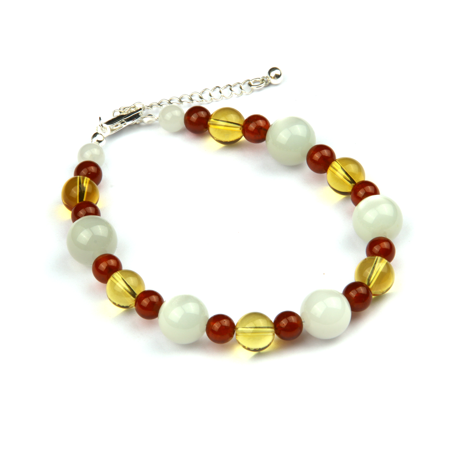 Citrine & Garnet & Moonstone S925 Silver Lunar Glow Bracelet