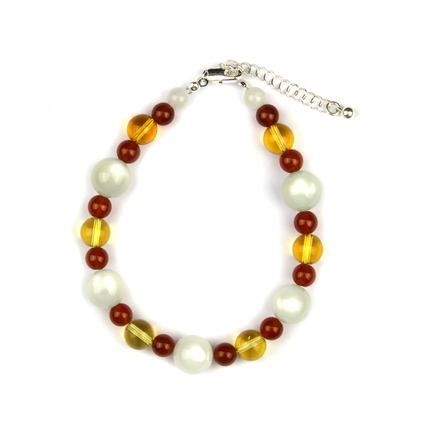 Citrine & Garnet & Moonstone S925 Silver Lunar Glow Bracelet