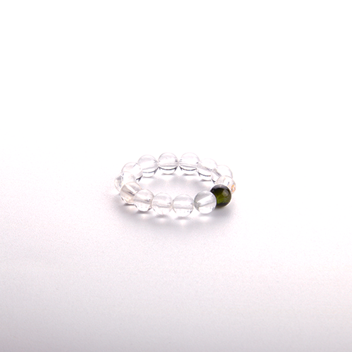 Green Tourmaline & Clear Quartz Beaded Ring
