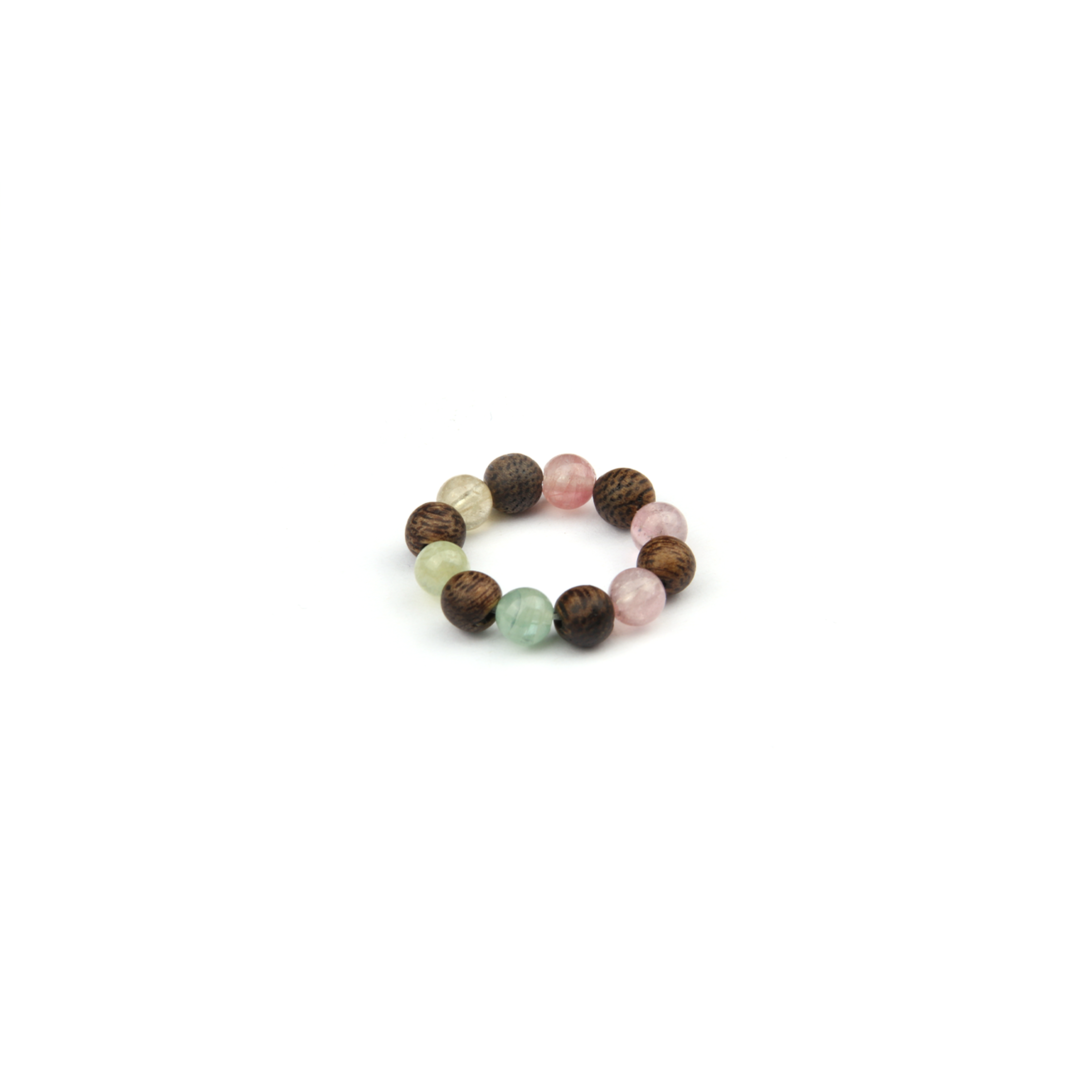 rainbow tourmaline with wood beaded ring natural crystal dainty beaded jewelry trendy jewelry for everyday uses
