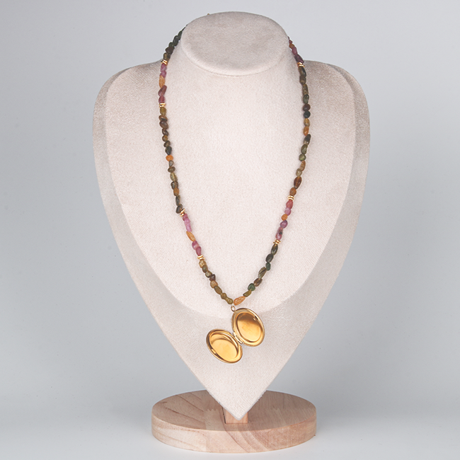 raw shape pink and green tourmaline and 18k gold accent crystal bracelet minimalist boho and elegance crystal jewelry gift for her