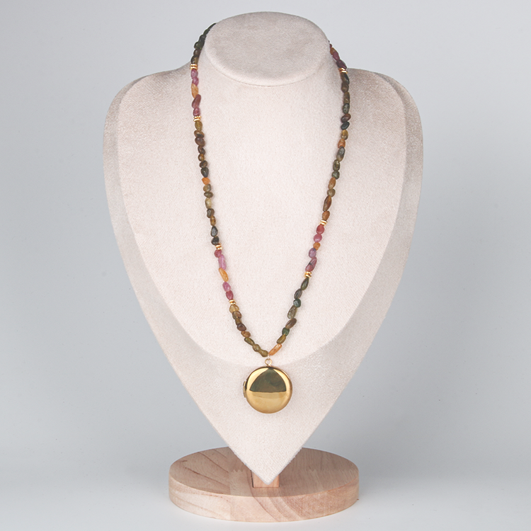 raw shape pink and green tourmaline and 18k gold accent crystal bracelet minimalist boho and elegance crystal jewelry gift for her