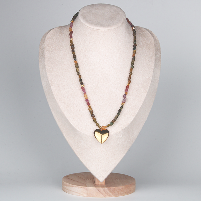 raw shape pink and green tourmaline and 18k gold accent crystal bracelet minimalist boho and elegance crystal jewelry gift for her