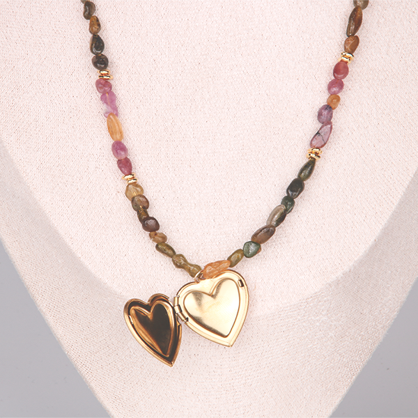 raw shape pink and green tourmaline and 18k gold accent crystal bracelet minimalist boho and elegance crystal jewelry gift for her