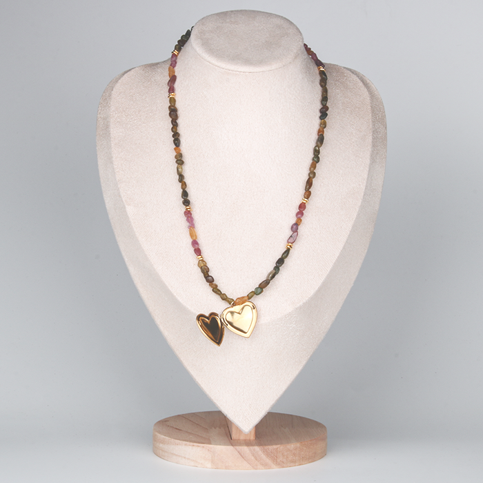 raw shape pink and green tourmaline and 18k gold accent crystal bracelet minimalist boho and elegance crystal jewelry gift for her