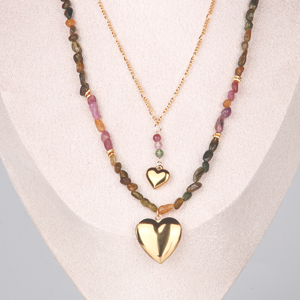 Tourmaline Petal Harmony Figaro 18k Gold Chain Necklace