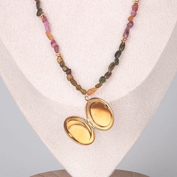 raw shape pink and green tourmaline and 18k gold accent crystal bracelet minimalist boho and elegance crystal jewelry gift for her