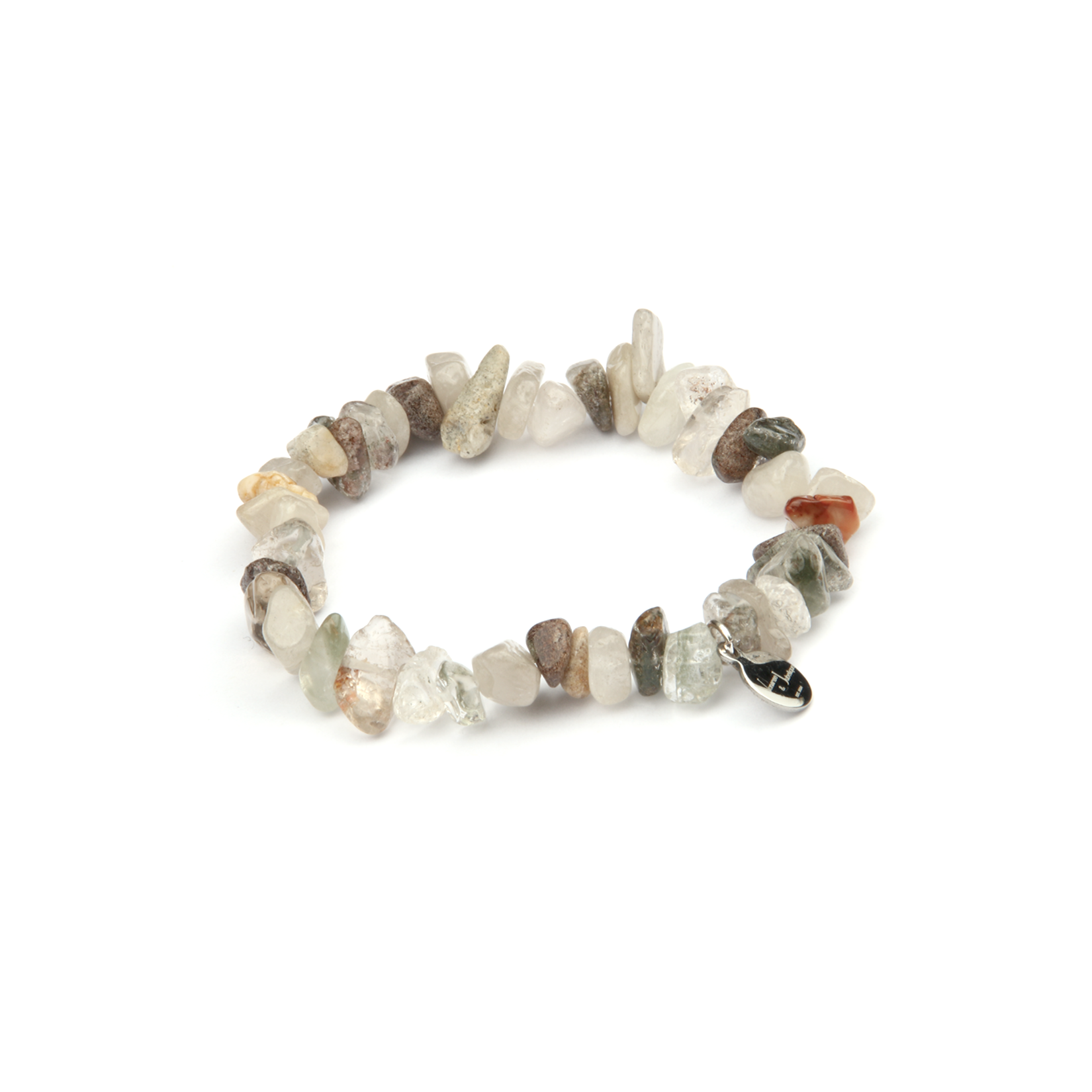 Minimalist chip crystal bracelet with raw-shaped bronze rutilated quartz, showcasing shimmering inclusions and a natural crystal elegance