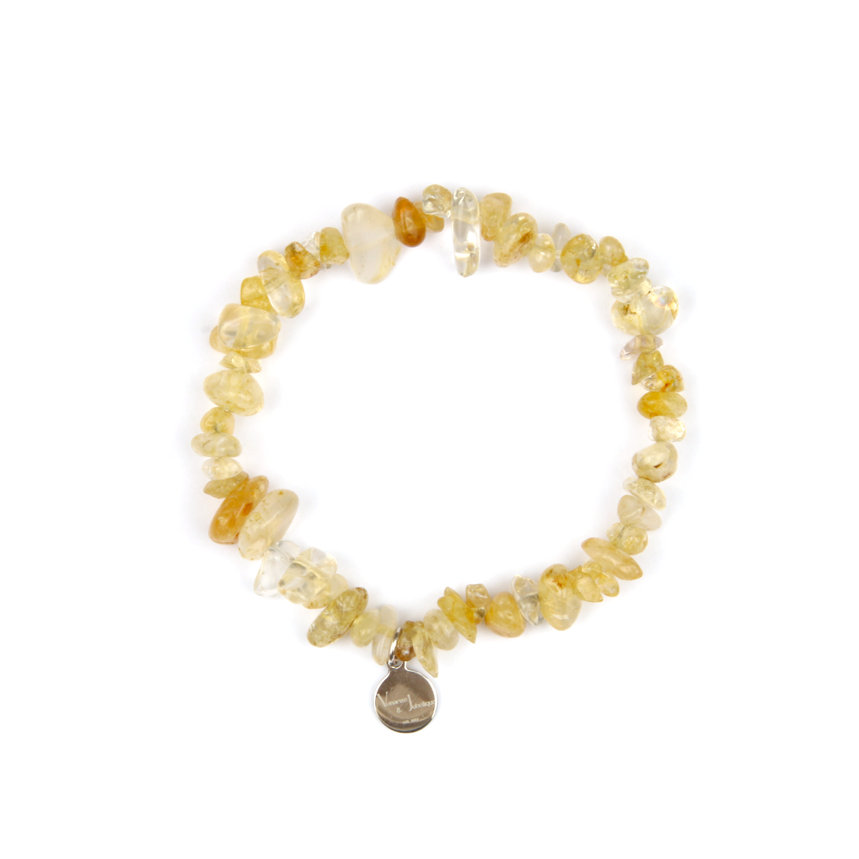 Minimalist chip crystal bracelet with raw-shaped citrine, showcasing golden hues and vibrant positive energy