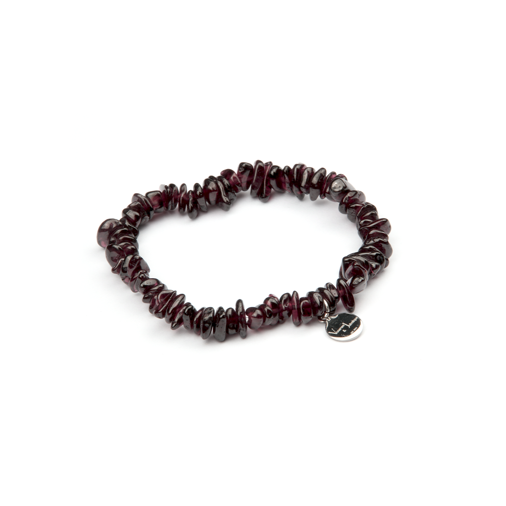 Minimalist bracelet with raw-shaped garnet stones, offering a bold and earthy natural look