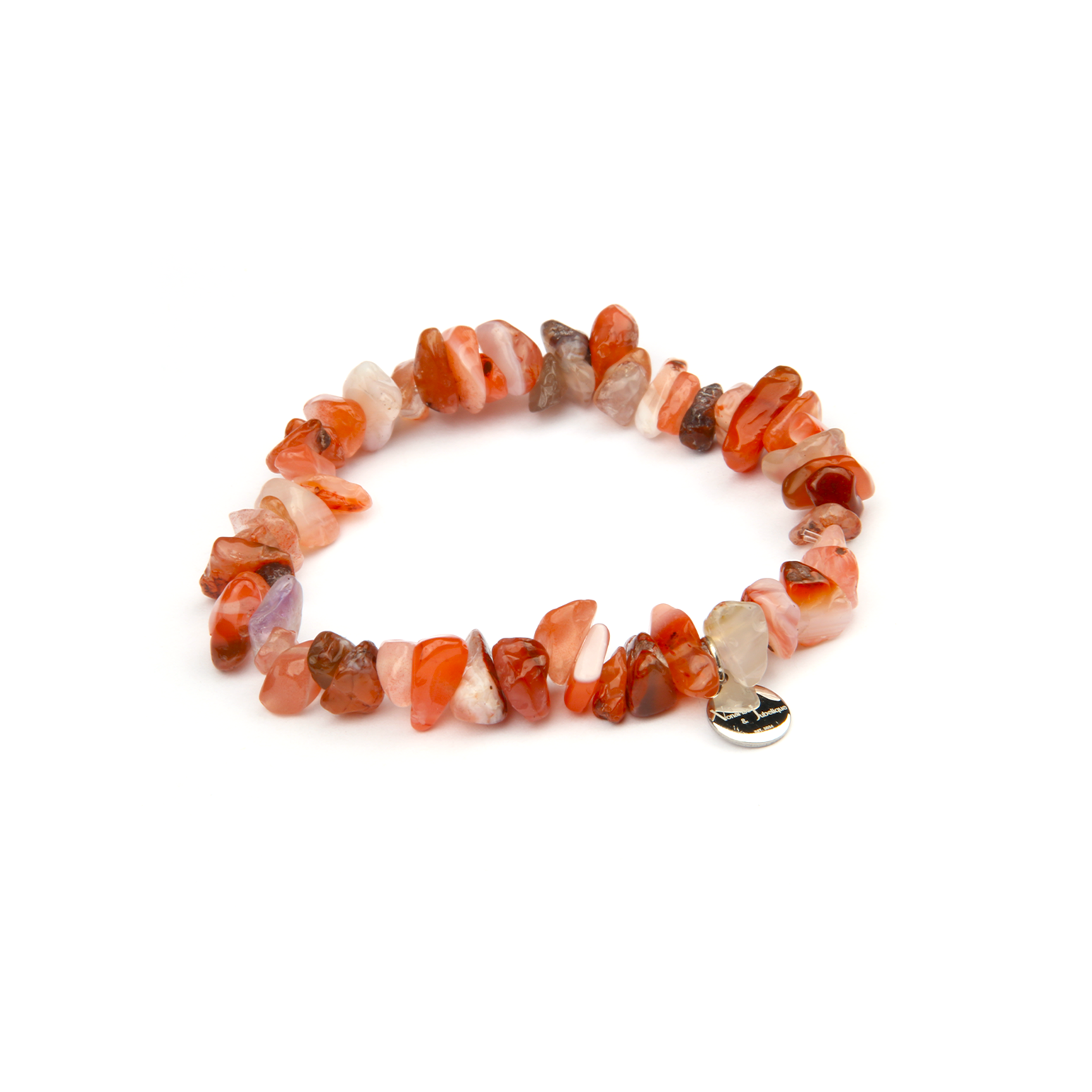 Minimalist chip crystal bracelet with raw-shaped red agate, featuring deep earthy tones and grounding crystal energy