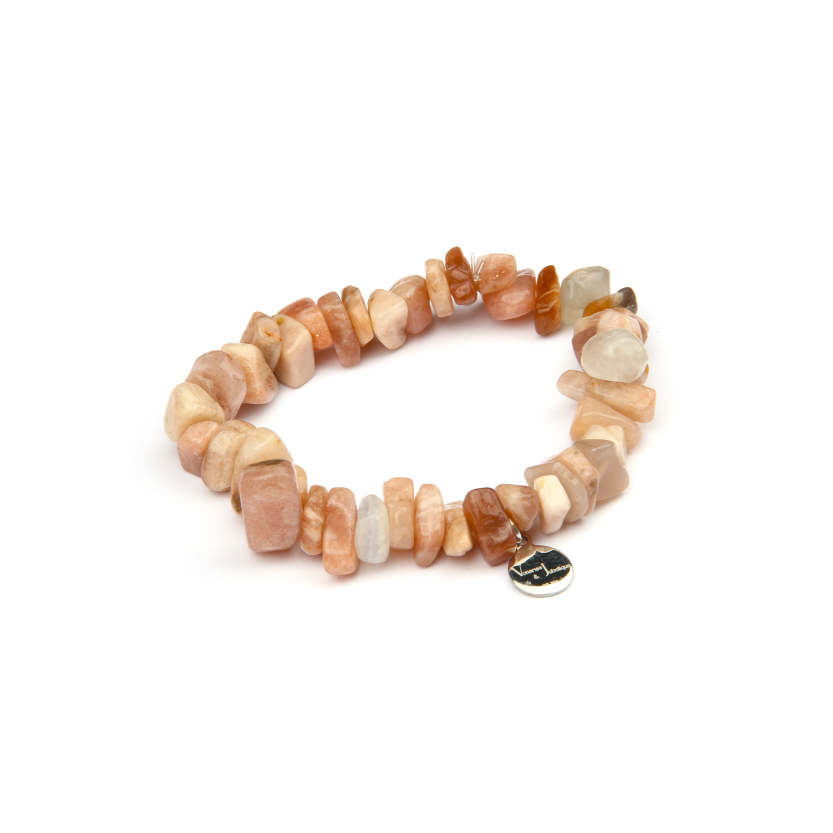 Minimalist chip crystal bracelet with raw-shaped sunstone, radiating warm tones and uplifting crystal energy