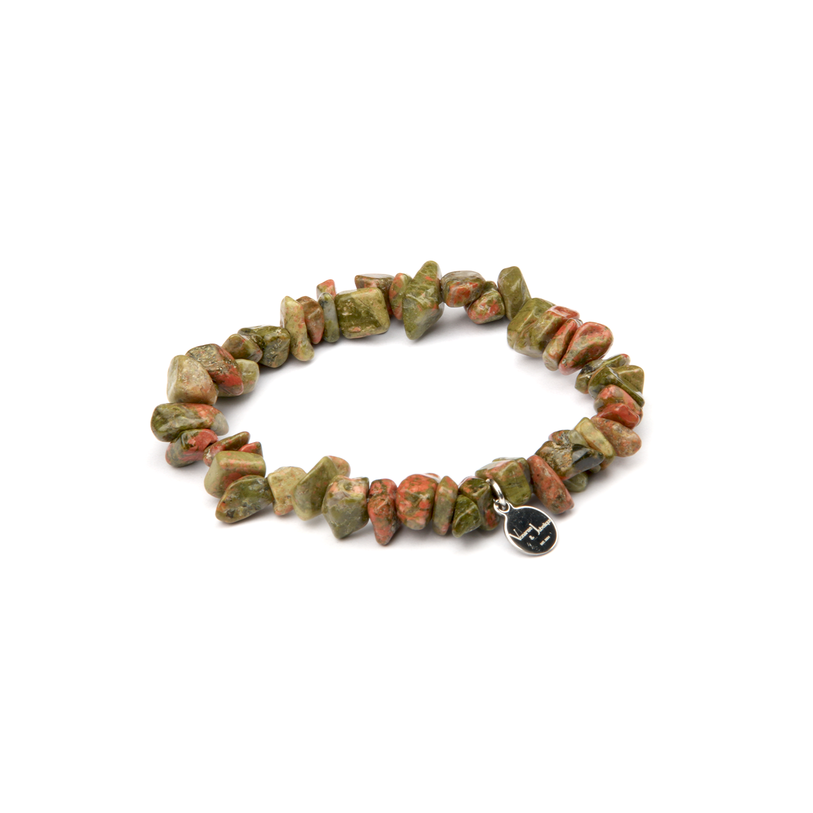 Minimalist bracelet with raw-shaped unakite stones for a natural earthy aesthetic