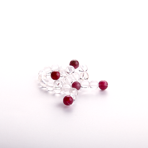 Red Tourmaline & Clear Quartz Ribbon Beaded Ring
