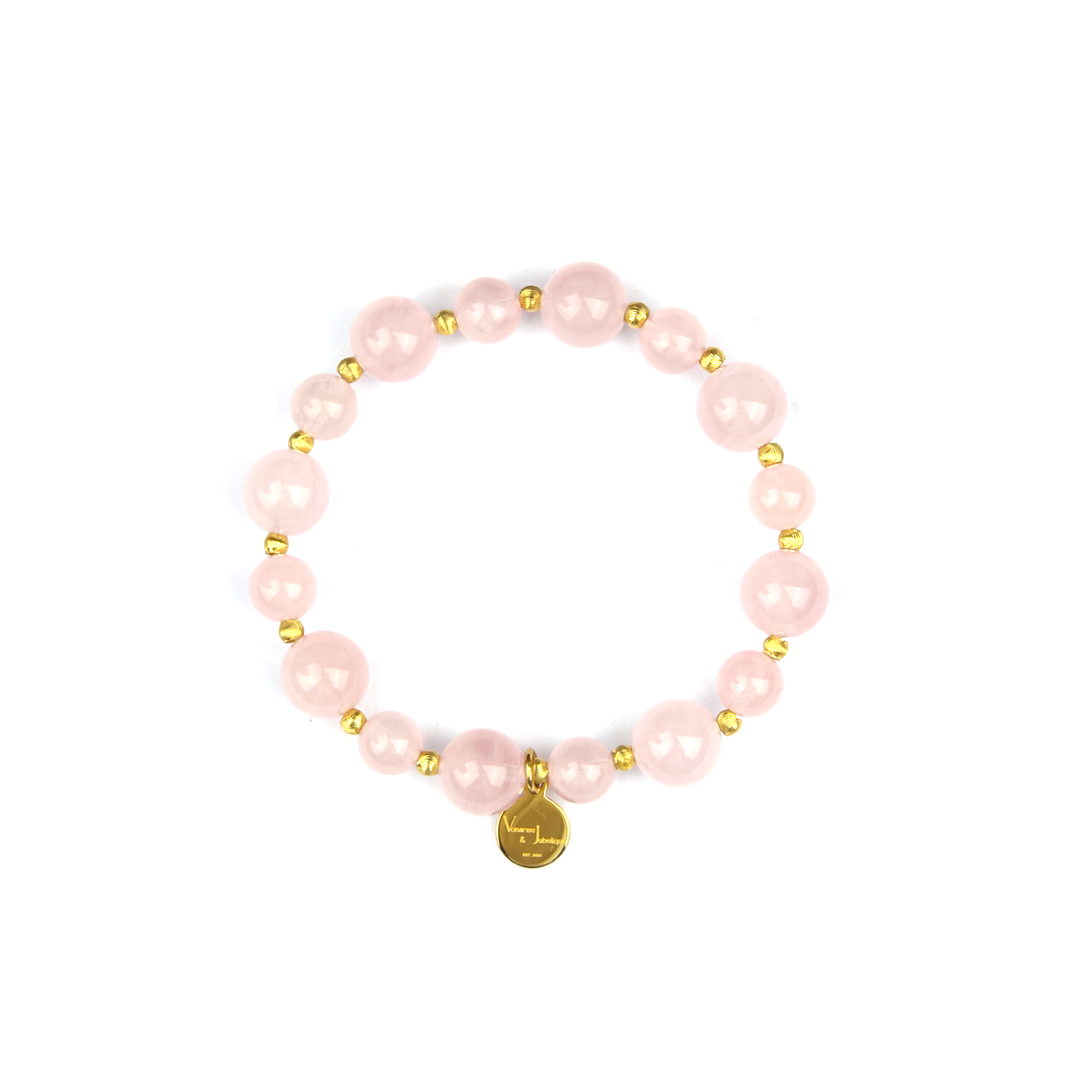 Rose Quartz Gold Beads Bracelet