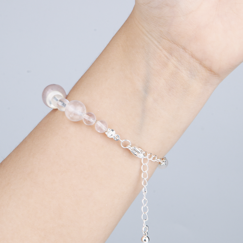 blue moonstone with starlight rose quartz and mother of pearl crystal bracelet for love attraction crystal jewelry