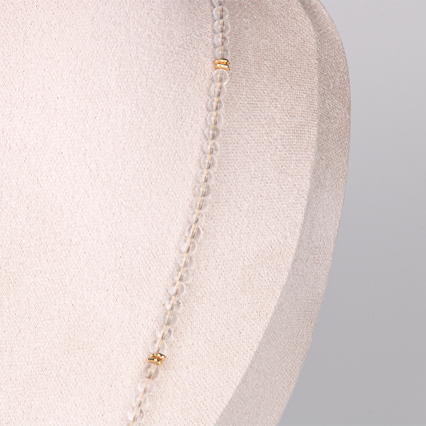 starlight rose quartz and clear quartz with green tourmaline and 18k gold accent crystal necklace minimalist boho and elegance crystal jewelry gift for her