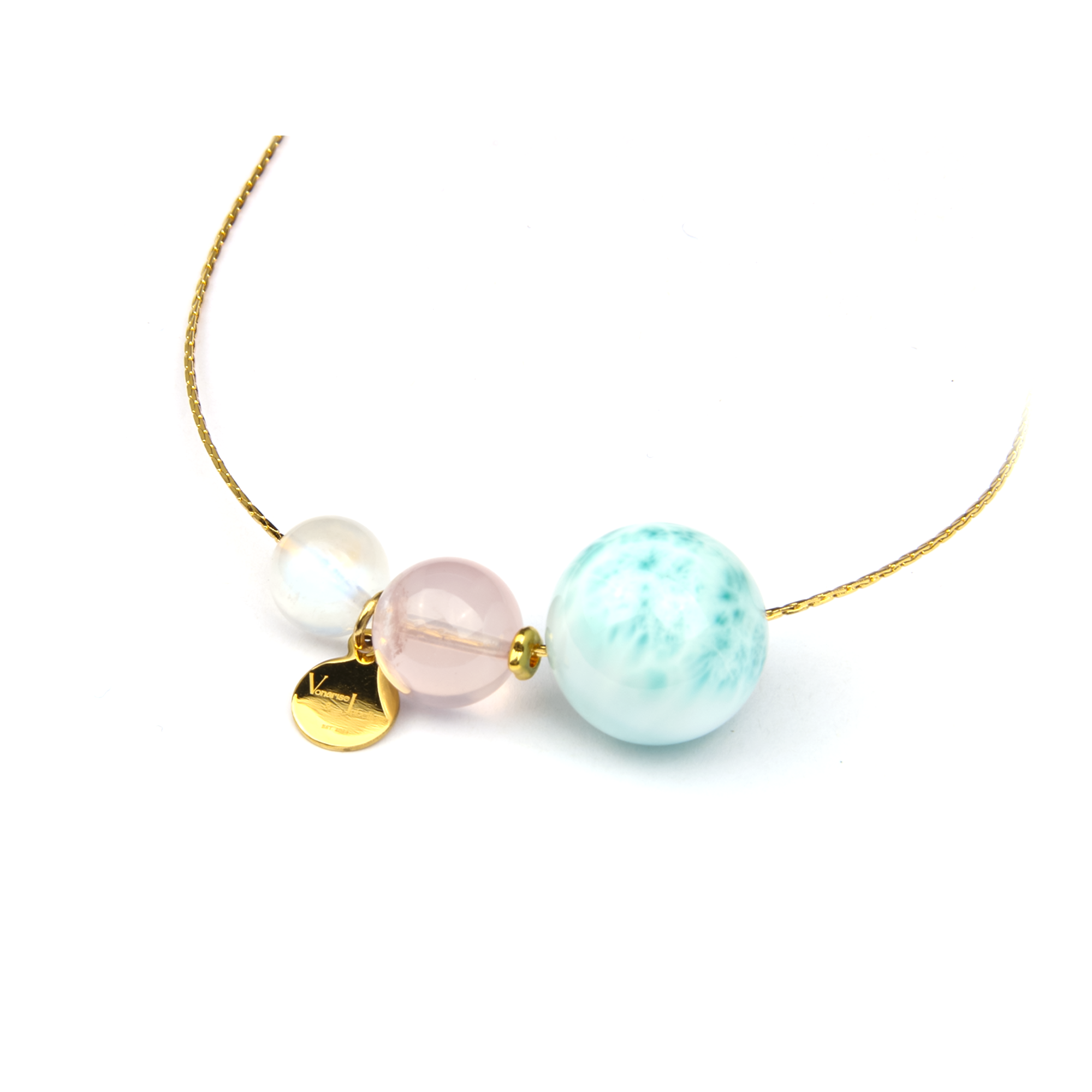 Moonstone Larimar Rose Quartz Necklace
