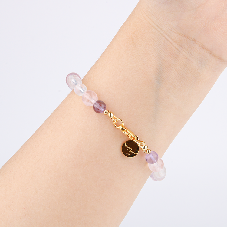 starlight rose quartz with Bolivian Amethyst and blue moonstone bracelet