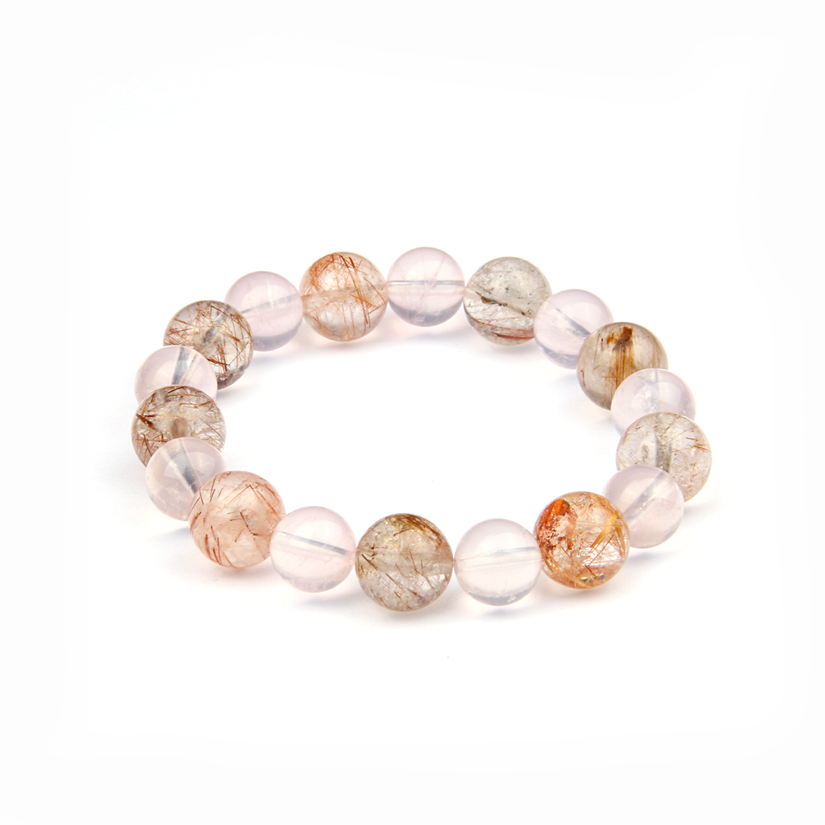 rose quartz and rutilated quartz crystal bracelet for love attraction and aundance attraction crystal jewelry