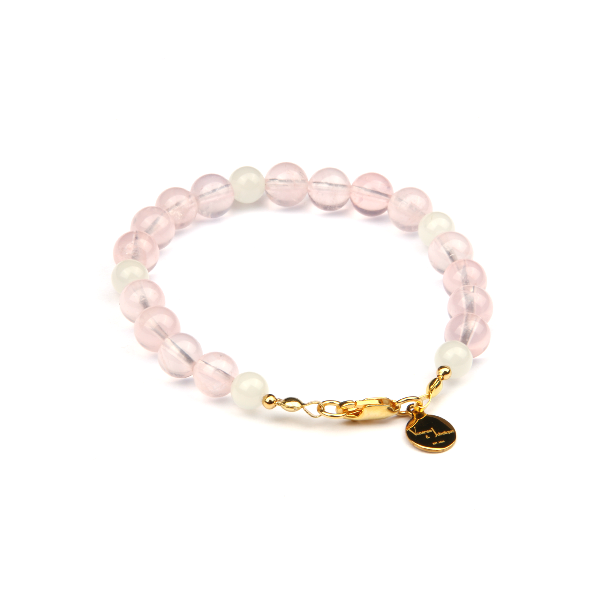 Starlight Rose Quartz White Moonstone Lunar Blush Bracelet – V&J