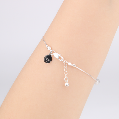 0.6mm s925 silver chain with 6mm blue moonstone and starlight rose quartz bracelet for love attraction for women gift for best friend