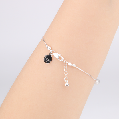 0.6mm s925 silver chain with 6mm blue moonstone and starlight rose quartz bracelet for love attraction for women gift for best friend