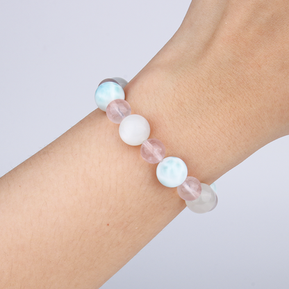 11mm larimar with 8.5mm starlight rose quartz with 10mm white moon light bracelet for women ocean energy crystal jewelry gift jewelry