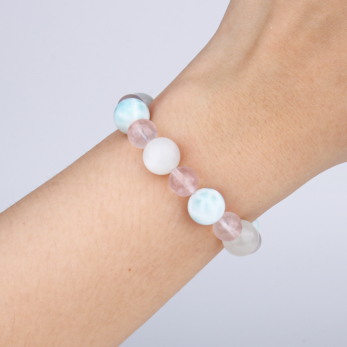 Larimar & White Moonstone & Rose Quartz Celestial Calm Bracelet