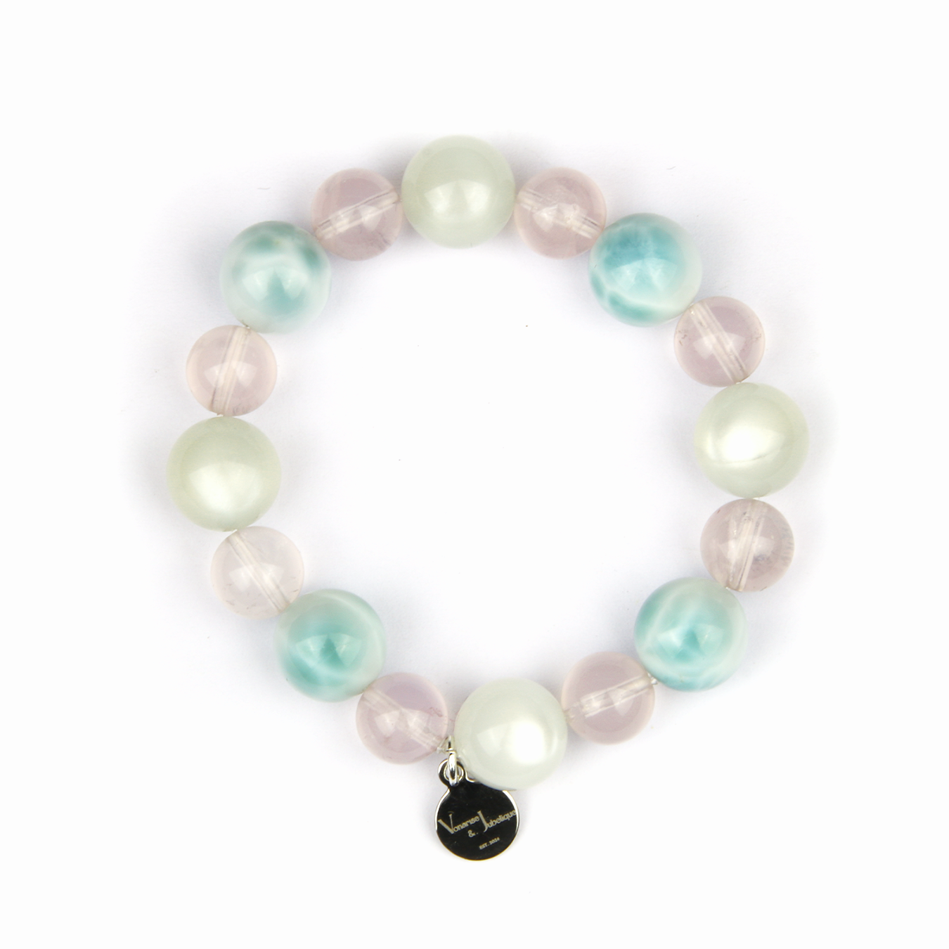 Larimar & White Moonstone & Rose Quartz Celestial Calm Bracelet