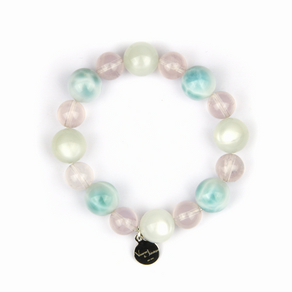 11mm larimar with 8.5mm starlight rose quartz with 10mm white moon light bracelet for women ocean energy crystal jewelry gift jewelry