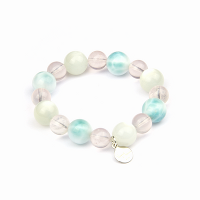 11mm larimar with 8.5mm starlight rose quartz with 10mm white moon light bracelet for women ocean energy crystal jewelry gift jewelry