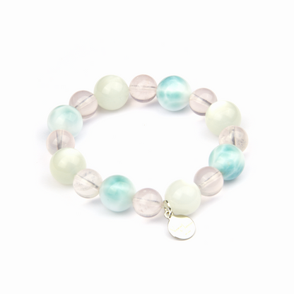 11mm larimar with 8.5mm starlight rose quartz with 10mm white moon light bracelet for women ocean energy crystal jewelry gift jewelry