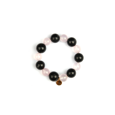 crystal bracelet with rose quartz and black tourmaline bold statement jewelry