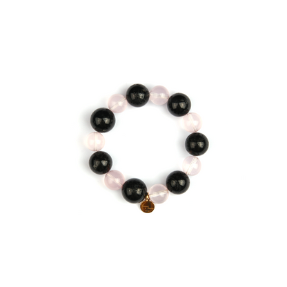 crystal bracelet with rose quartz and black tourmaline bold statement jewelry