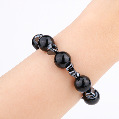 black tourmaline with hematite crystal bracelet for men bold statement