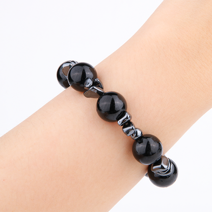 black tourmaline with hematite crystal bracelet for men bold statement