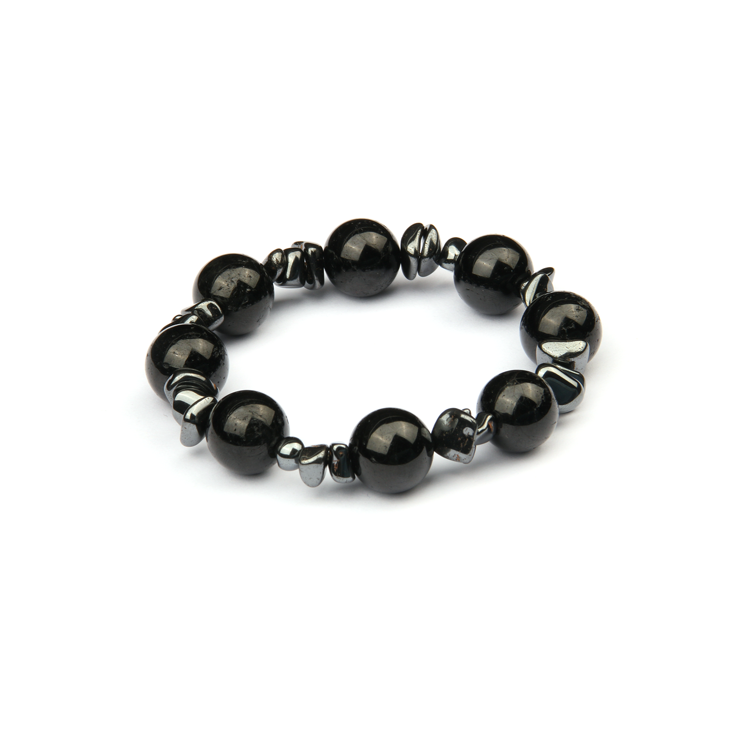 black tourmaline with hematite crystal bracelet for men bold statement