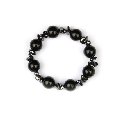 black tourmaline with hematite crystal bracelet for men bold statement