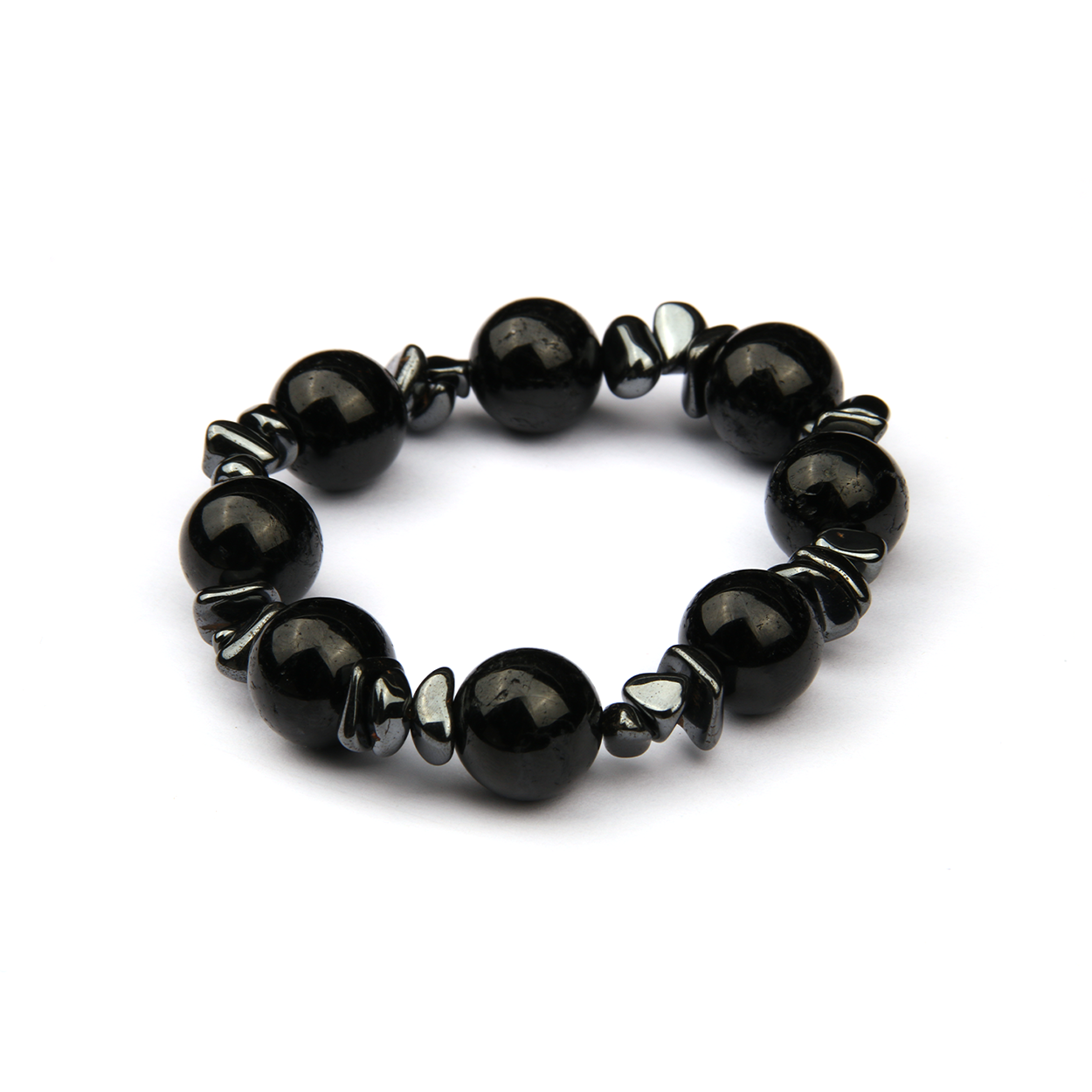 black tourmaline with hematite crystal bracelet for men bold statement